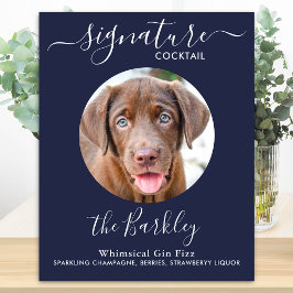 Póster Boda de perro mascota Firma de cóctel Marina Azul