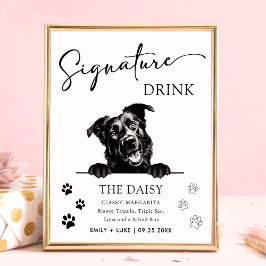 Póster Boda de perro pastor mallorquín Rótulo de bebida