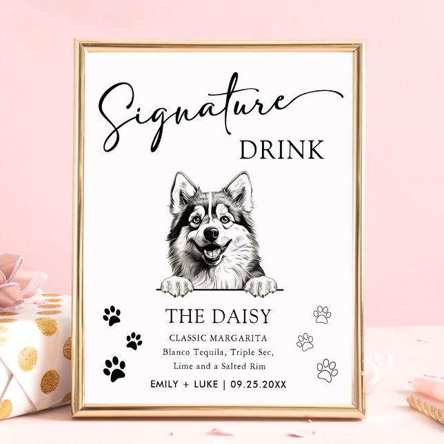Póster Boda de perro Pomsky Rótulo de bebida por firma (Subido por el creador)