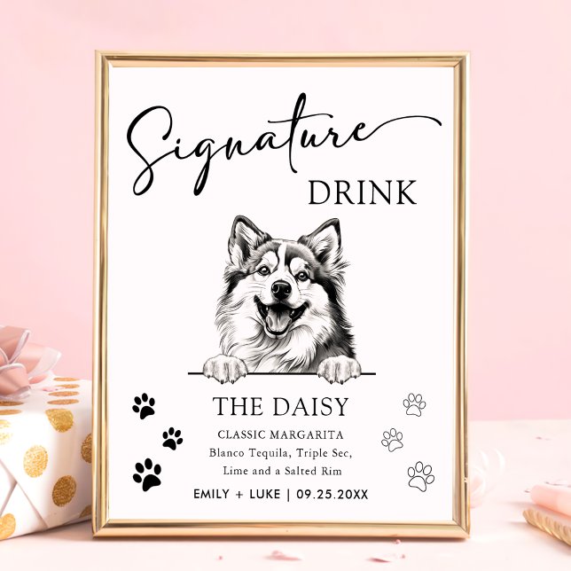 Póster Boda de perro Pomsky Rótulo de bebida por firma (Subido por el creador)