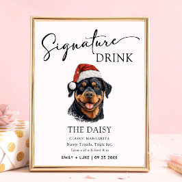 Póster Boda de perro Rottweiler Rótulo de bebida Signatur