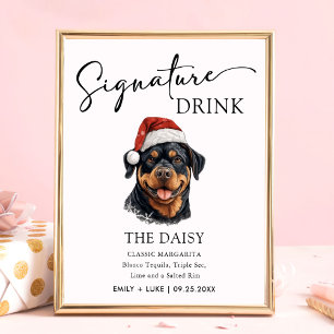 Póster Boda de perro Rottweiler Rótulo de bebida Signatur