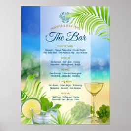 Póster Boda de playa Mojito Wine Palm Open Bar Menú