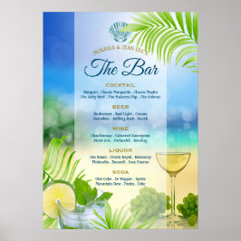 Póster Boda de playa Mojito Wine Palm Open Bar Menú