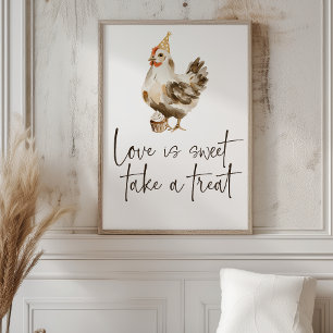 Póster Boda de Pollo Country Farm Love es Dulce Favor 