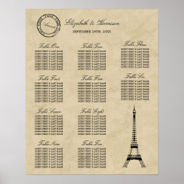 Póster Boda de Postmark de la Torre Eiffel Vintage