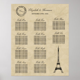 Póster Boda de Postmark de la Torre Eiffel Vintage