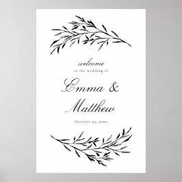Póster Boda de prado con estilo en negro y blanco bienven