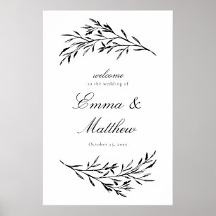 Póster Boda de prado con estilo en negro y blanco bienven