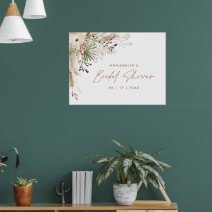 Póster Boda de presupuesto espuma de pampas moderna elega