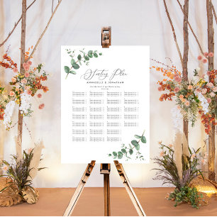 Póster Boda de presupuesto Plan de asiento botánico Eucal