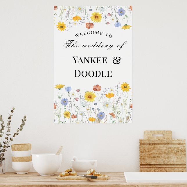 Póster Boda de primavera con flores silvestres modernas (Cocina)
