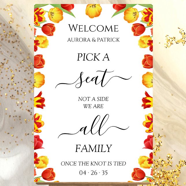 Póster Boda De Primavera Elegir Un Asiento No Un Lado Per (Spring Wedding Pick A Seat Not A Side Personalized Poster)