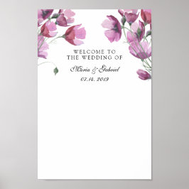 Póster Boda de ramo morado rosa floral Poster de Rótulo