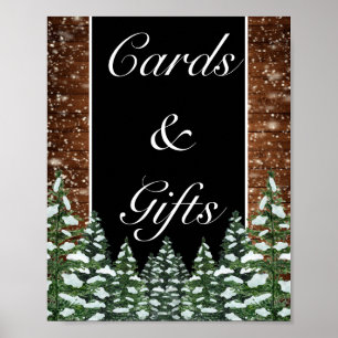 Póster Boda de Regalos de Madera y Tarjetas Forestales de