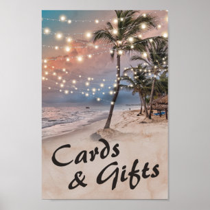 Póster Boda de regalos y tarjetas de la playa del atardec