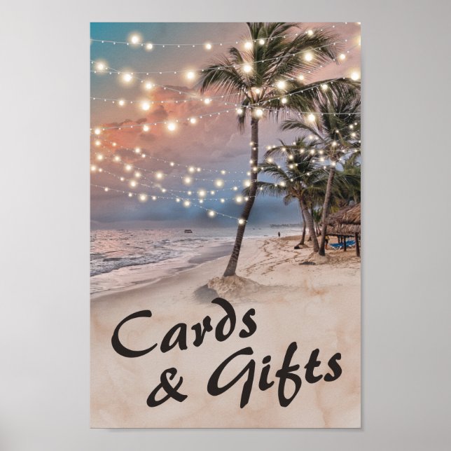Póster Boda de regalos y tarjetas de la playa del atardec (Frente)