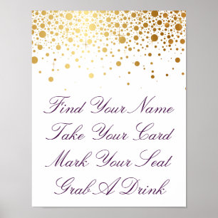 Póster Boda de Relieve metalizado dorado falso Poster   L