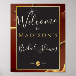 Póster boda De Resumen Elegante De Oro De Borgoña 🤵