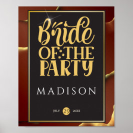 Póster boda De Resumen Elegante De Oro De Borgoña 🤵