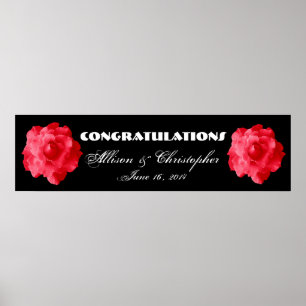Póster Boda de rosas rojas o cartel de compromiso