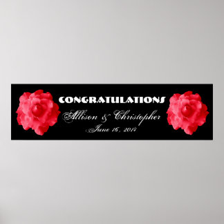 Póster Boda de rosas rojas o cartel de compromiso