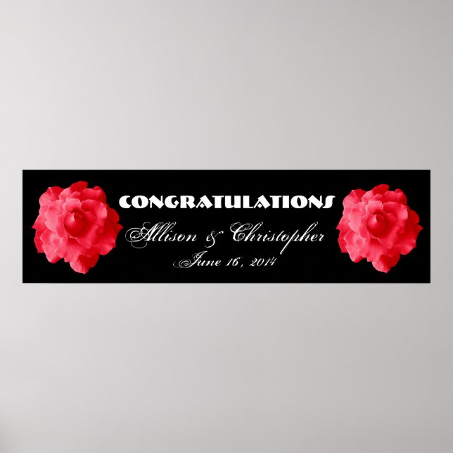 Póster Boda de rosas rojas o cartel de compromiso (Frente)
