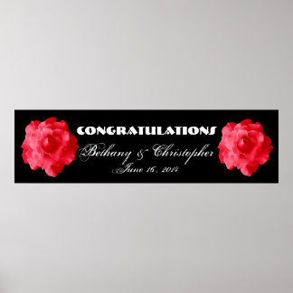 Póster Boda de rosas rojas o cartel de compromiso V2