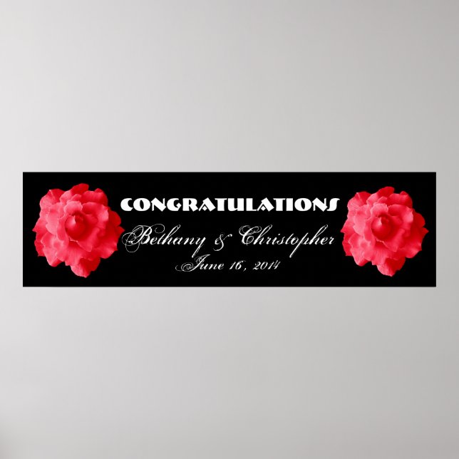 Póster Boda de rosas rojas o cartel de compromiso V2 (Frente)
