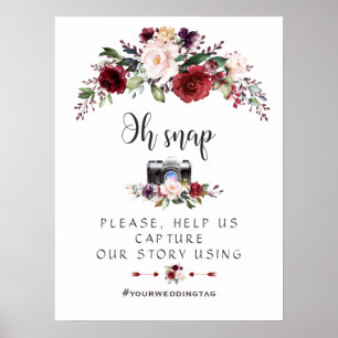 Póster Boda de Rubor Boho Borgoña Oh Rótulo de Instagram