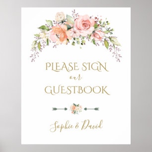 Póster Boda De Rubor Rosado De Boho Por Favor Rótulo Nues