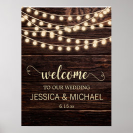 Póster Boda de Rustic Barn Wood Country