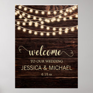 Póster Boda de Rustic Barn Wood Country