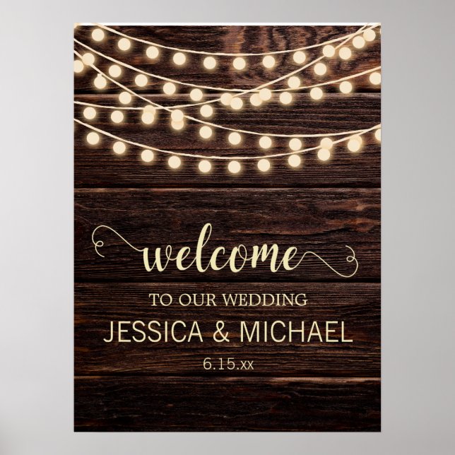 Póster Boda de Rustic Barn Wood Country (Frente)