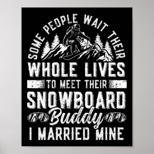 Póster Boda de Snowboard Matrimonio de esposas de snowboa
