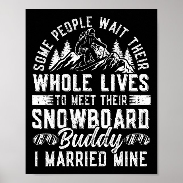 Póster Boda de Snowboard Matrimonio de esposas de snowboa (Frente)