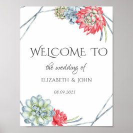 Póster Boda de Sucultores Rojos del Desierto de las Acuar