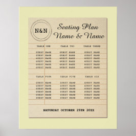 Póster Boda de tabla de biblioteca Autor Poster asiento a