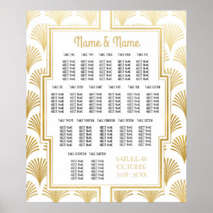 Póster Boda de tabla Gatsby Deco 1920 Asientos 18 mesas