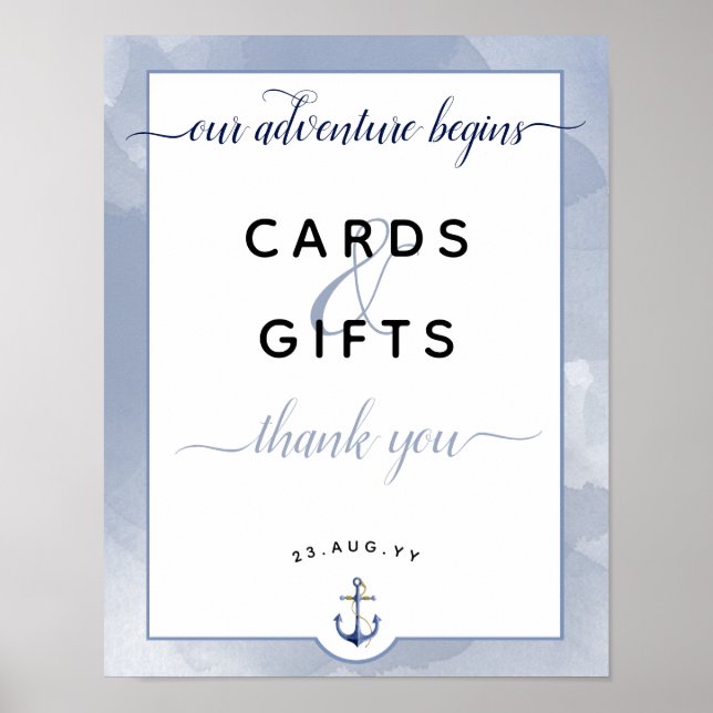 Póster boda de tarjetas acuáticas y regalos (Frente)