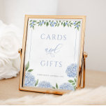 Póster Boda de Tarjetas de Hidrangea Azul y Regalos<br><div class="desc">Personalización mediante el formulario de plantilla.</div>