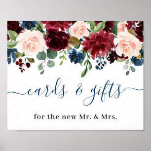 Póster Boda de tarjetas y regalos de Rubor azul de la Mar