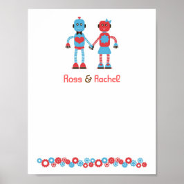 Póster Boda de temas de Robot Cute
