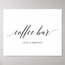 Boda de tipografía elegante negro Rótulo bar cafet