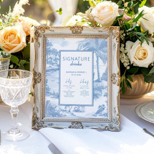 Póster Boda de toile azul Coastal Firma de bebidas