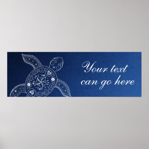 Póster Boda de Tortuga Marina Hawaiana Blanca en Playa Az