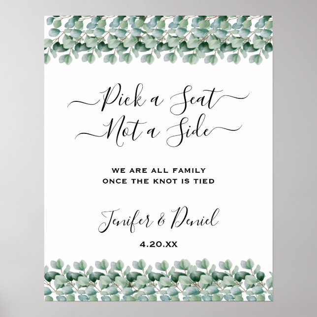 Póster Boda de vegetación botánica de eucalipto (Frente)