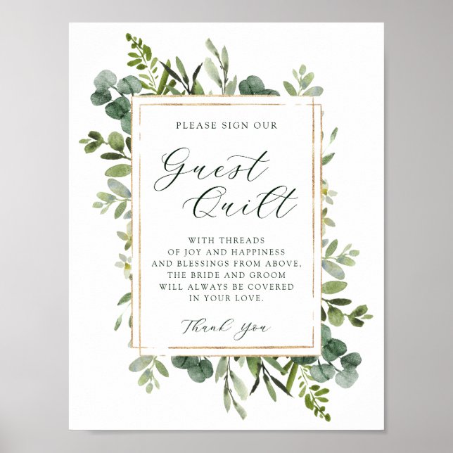 Póster Boda de vegetación botánica Rótulo de hule de hués (Frente)