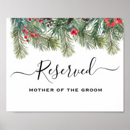 Póster Boda de vegetación de invierno rústico Berry Pine