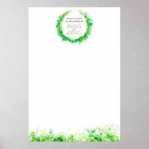 Póster Boda de verde Plano de asiento plantilla DIY en bl